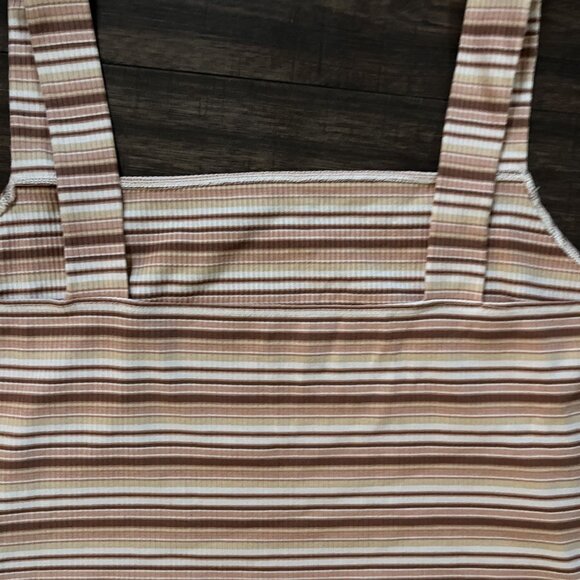 American Eagle Women's cropped ribbed tank top Striped Pink Ivory Size XXL - Picture 4 of 7